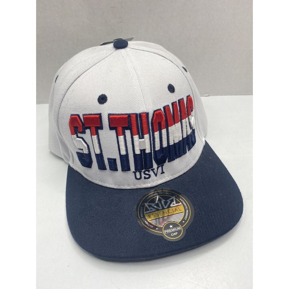 St Thomas Hat Trucker‎ Style Adjustable New Huge Front Spellout Red White Blue